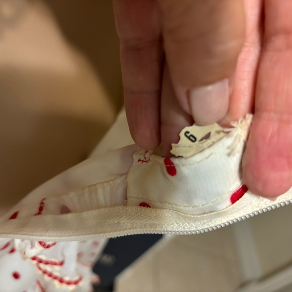 Vintage 1960s white and red polka dots gown with ruffles Size Small - Picture 12 of 12